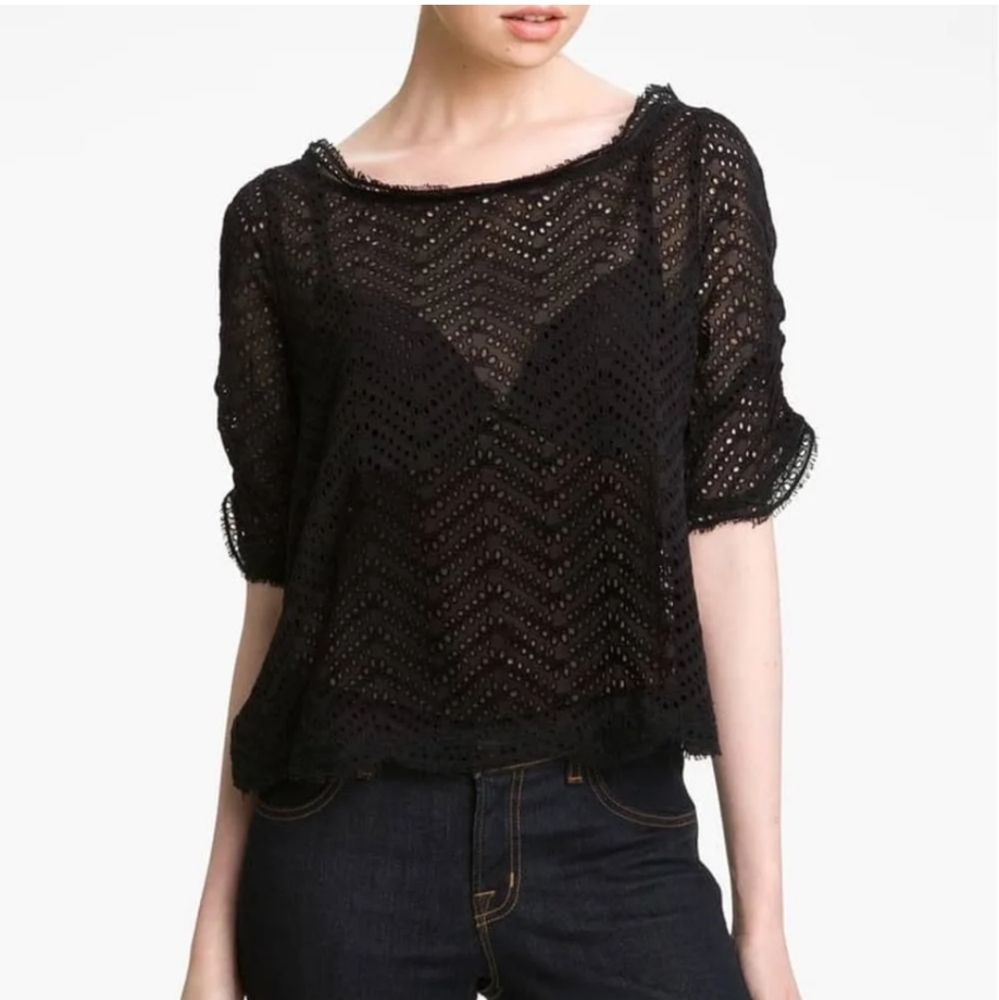Joie eyelet scalloped edge blouse
